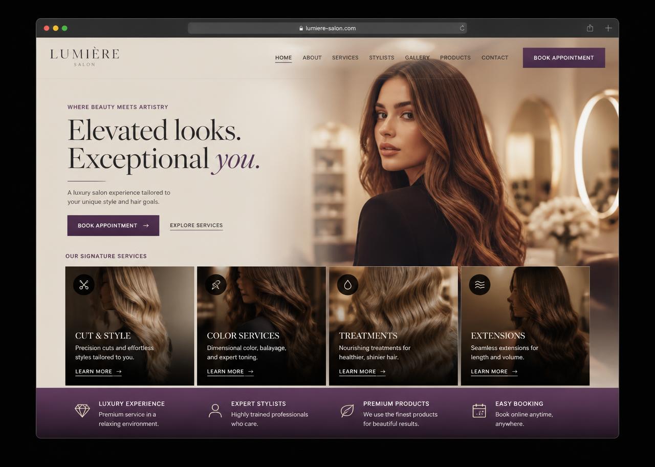 Salon Website design preview by TSB Web Studio